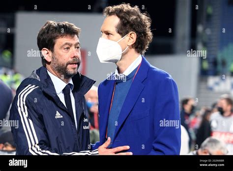 President of Juventus Fc Andrea Agnelli (L) and John Elkann Ceo of Exor ...