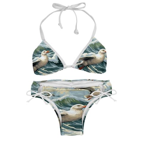 Seagull Women S Bikini Set With Detachable Sponge And Adjustable Strap