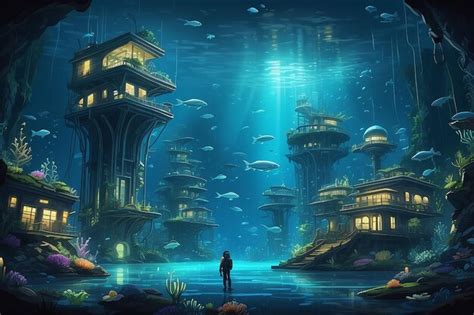 Premium Photo Bioluminescent Underwater City