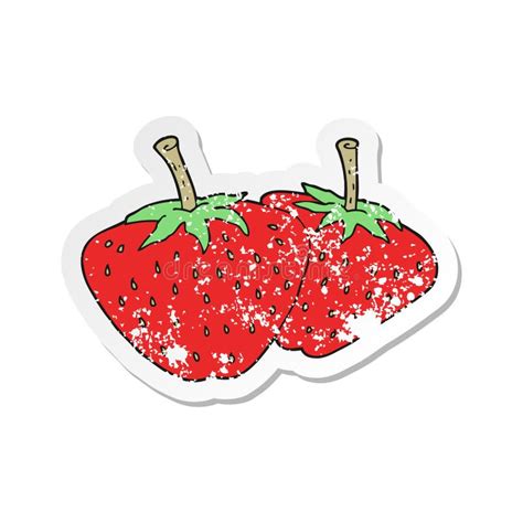 Una Pegatina Creativa Retro Angustiada De Un Dibujo Animado Fresas