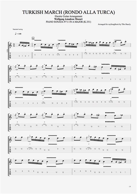 Turkish March Tab by Wolfgang Amadeus Mozart (Guitar Pro) - Electric ...