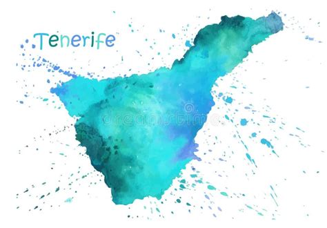 Carte Aquarelle De Tenerife Image Stylis E Avec Taches Et