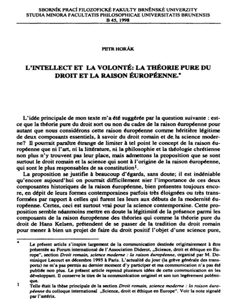 La Th Orie Pure Du Droit Et La Raison Europ Enne