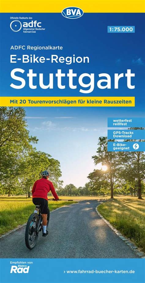 ADFC Regionalkarte E Bike Region Stuttgart 1 75 000 Mit