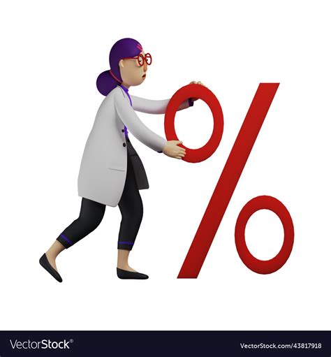 3d Female Doctor Cartoon Design With A Red Perc Vector Image