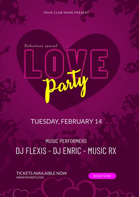 Valentines Day Love Party Poster Flyer Design Concept Psd Free Download Pikbest