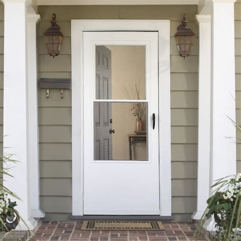 Larson Bismarck 30 In X 81 In White Wood Core Reversible Hinge Storm Door Mid View With Self