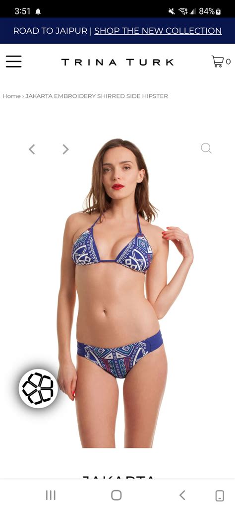 Trina Turk Jakarta Embroidered Indigo Blue Bikini Top Gem