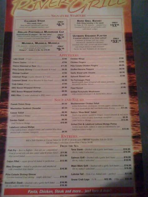 River Grill Menu, Menu for River Grill, Tonawanda, Buffalo - Urbanspoon ...