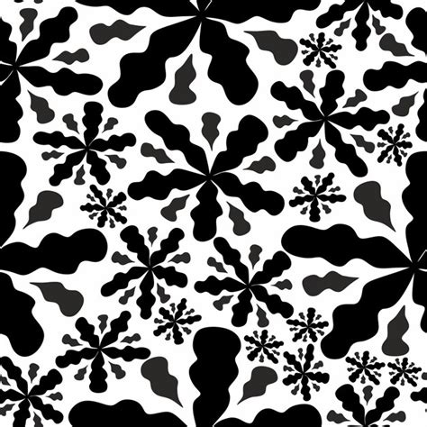 Premium Vector Seamless Pattern With Bold Black Abstract Flowers Hand