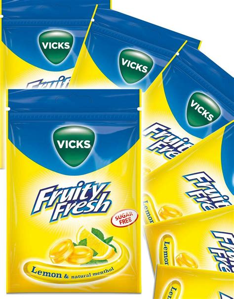 20 Stk Vicks Fruity Fresh Sukkerfri Halspastiller Med Sitron Og Menthol