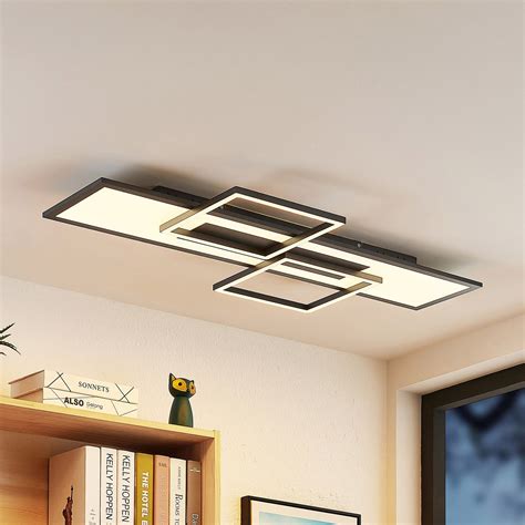 Lucande Narumi LED Deckenlampe CCT 110cm Schwarz Lampenwelt At