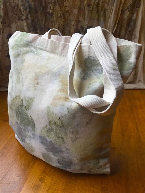 Large Ecoprint Canvas Tote Bag Etsy