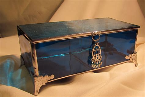 Elegant Turquoise Stained Glass Jewelry Box