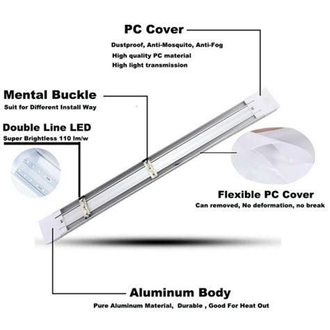 Sic Led Smd Surface Mounted Flat Batten Linear Tube Light Ft W V