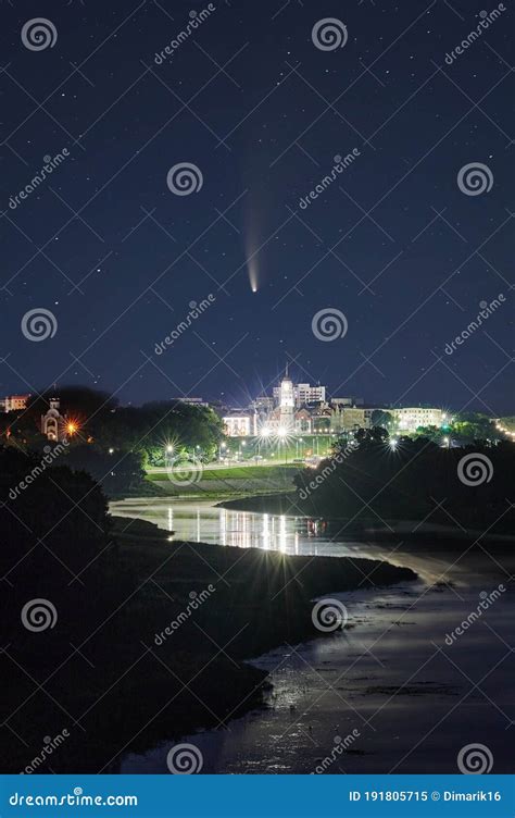 Comet Neowise In Starry Night Sky Stock Image Image Of Nature Bright