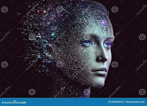 Generative Ai Futuristic Face Female Humanoid Robot A Technological