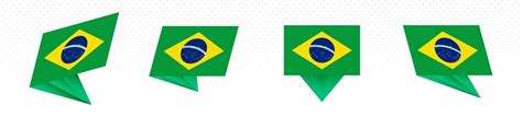 Flag of Brazil in modern abstract design, flag set. 10694390 Vector Art ...