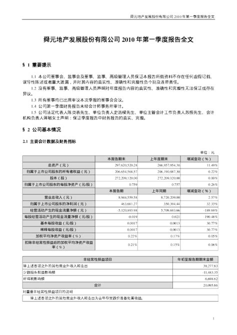 Sst天发：2010年第一季度报告全文