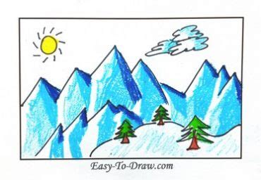 How to draw cartoon SNOWY MOUNTAINS (icebergs) for kids » Easy-To-Draw.com