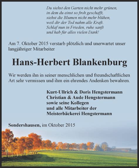 Traueranzeigen Von Hans Herbert Blankenburg Trauer In Thueringen De