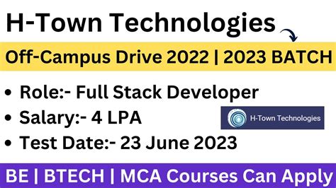 H Town Technologies Off Campus Drive 2023 2022 Test Date 23 June