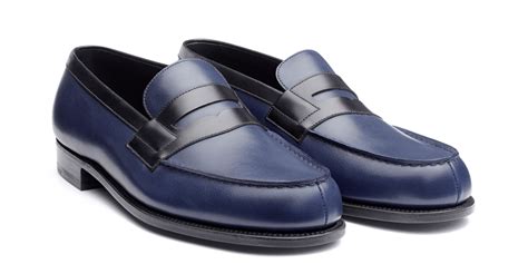 Mocassin 180 Homme En Cuir Lisse Bleu J M Weston