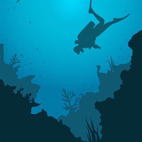 Silhouette Of Scuba Diving Vector Illustration Vector Art At