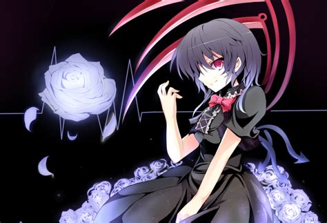 Safebooru Black Hair Bow Dress Flower Houjuu Nue Madara Red Eyes Rose