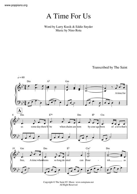 Dire Straits Romeo And Juliet A Time For Us Sheet Music Pdf Free