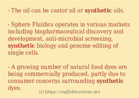 In sentence examples of "synthetic" - EnglishTestStore Blog