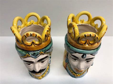 SICILIAN HEADS Dark Brown Crown Caltagirone Ceramic Cm H 17 Etsy