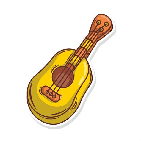 Guitare Dessin Animé Doodle Illustration Art Vecteur Premium