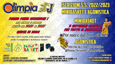 Aperte Le Iscrizioni Minibasket E Agonistica Per La S S