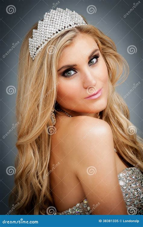 Portrait Of Beauty Queen Wearing Tiara Royalty Free Stock Photo