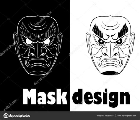 Illustration Of Fear Monochrome Samurai Mask — Stock Vector © Rimis164 132210644