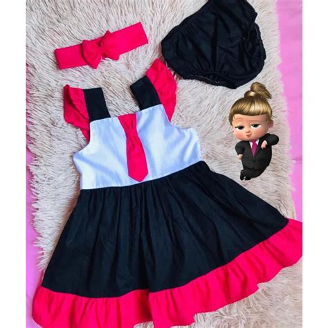 Kit 3 Peca Vestido Infantil Menina Tema Poderosa Chefinha Composta Por