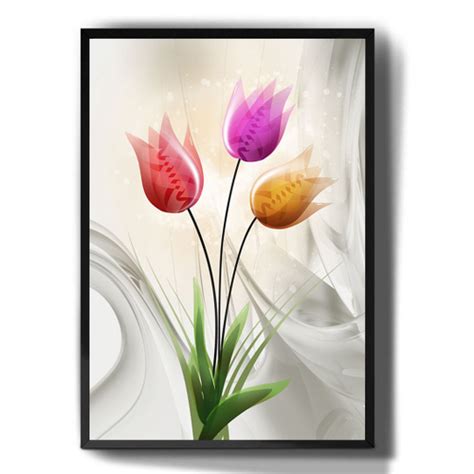 Quadro Decorativo Flores Desenho Plantas Natureza Para Sala Quarto Em