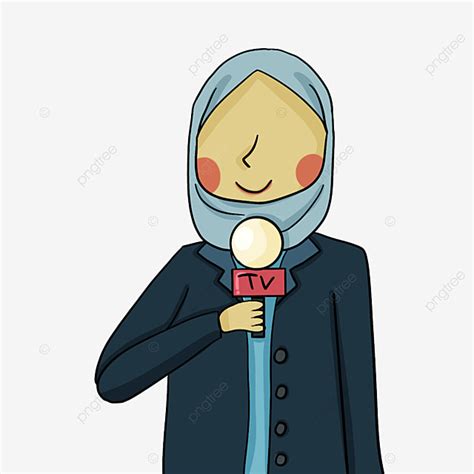 Muslimah Clipart Transparent Background Muslimah Reporter In Blue