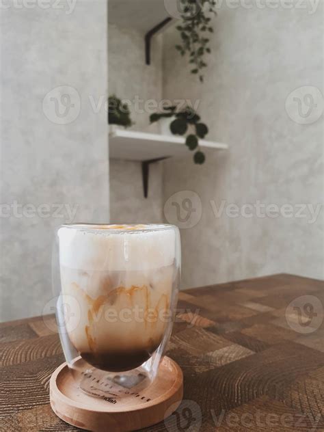 Glass Of Ice Salted Caramel Macchiato Stock Photo At Vecteezy