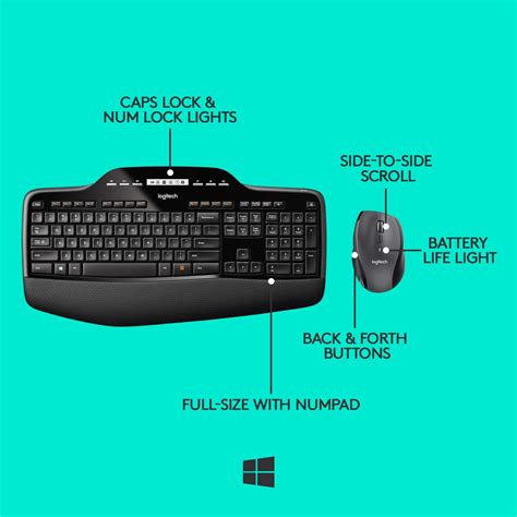 Logitech MK710 Wireless Keyboard And Mouse Combo For Windows, 2.4GHz ...