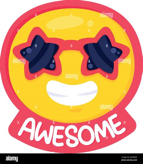 Awesome Smiling Emoticon Positive Sticker Stock Vector Image And Art Alamy