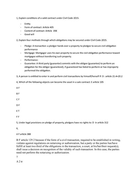 Blaw Tut 6 Tutorial Exercise 1 Explain Conditions Of A Valid