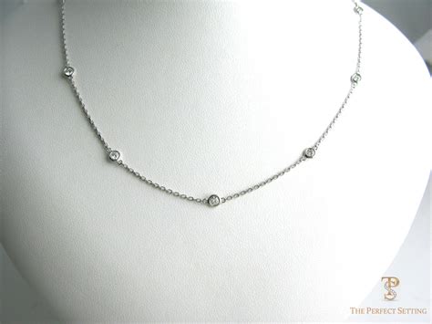 Bezel Set Diamond Necklace White or Yellow Gold | The Perfect Setting, Inc