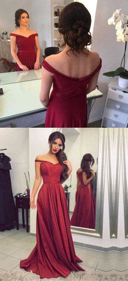 Custom Made A Line Off Shoulder Burgundy Prom Dresses Off Shoulder Bu