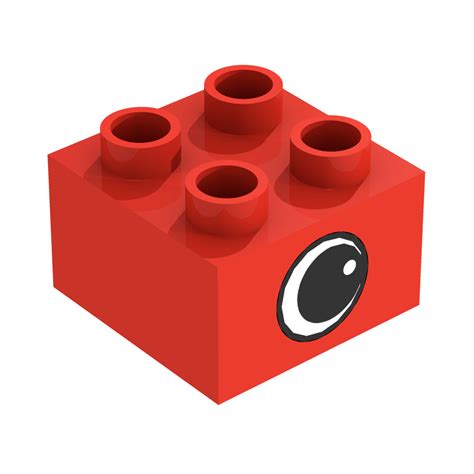 LEGO Part 3437pe1 Red Duplo Brick 2 X 2 With Eye With White Spot