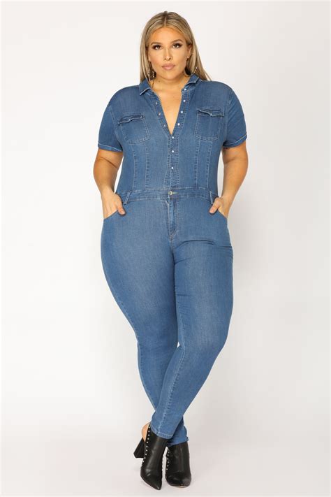 Auto Shop Denim Jumpsuit Medium Wash Fashion Nova