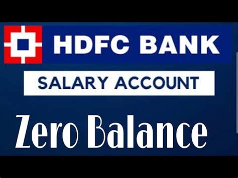 Zero Balance Hdfc Bank Salary Account Opening Online Process Salary