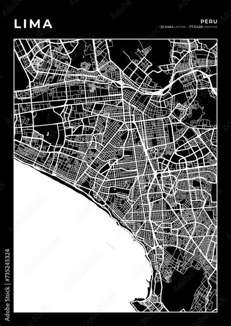 Lima City Map, Cartography Map, Street Layout Map Stock Vector | Adobe ...