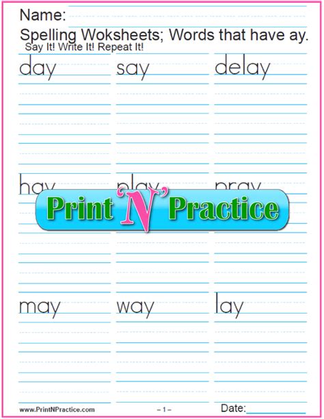 Long Vowels Ai Ay Phonics Tree Printable Skills Sheets